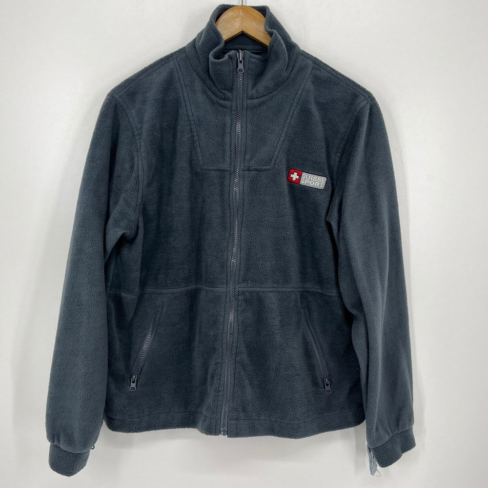 Suisse Sport Kids XL 18/20 Gray Full Zip Fleece Jacket Outdoor Activewear
